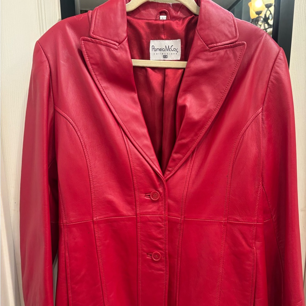 Pamela McCoy Red Blazer Classic Suit Jacket